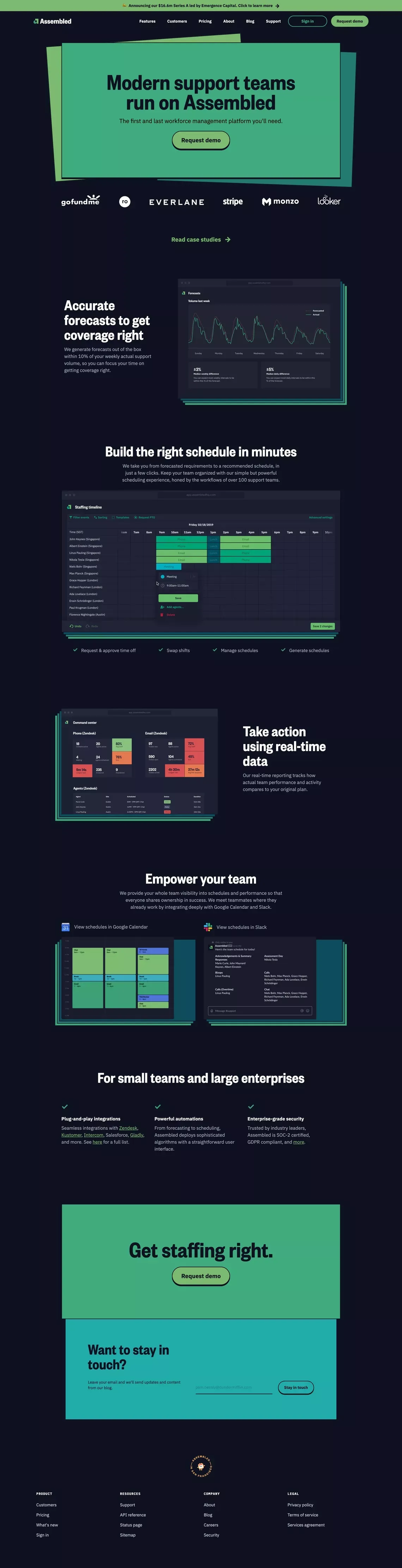 Assembled | Modern Workforce Management Platform - Landing design