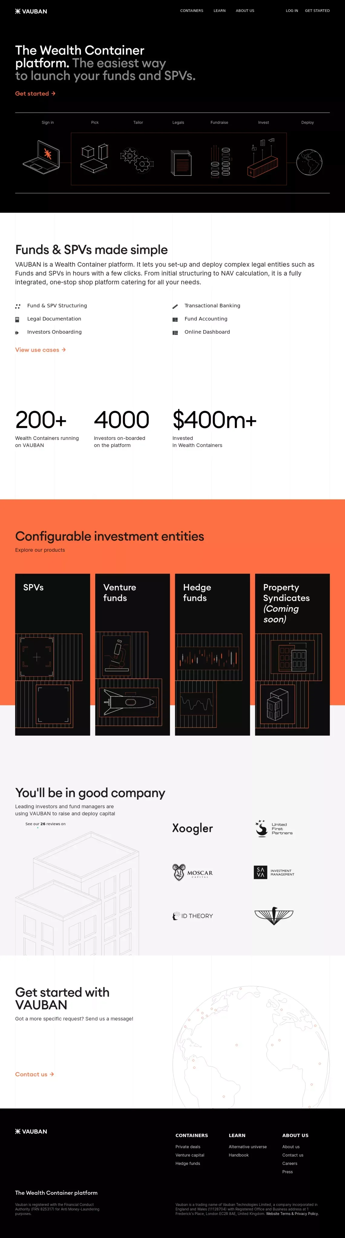 VAUBAN - The Wealth Container Platform - Landing design