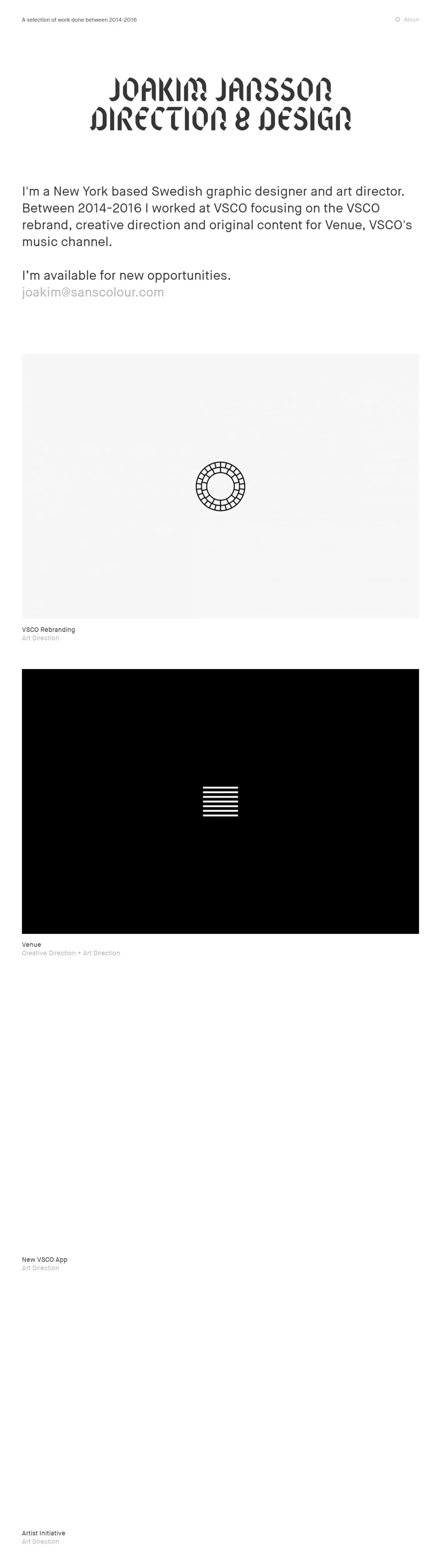 Joakim Jansson - Portfolio design