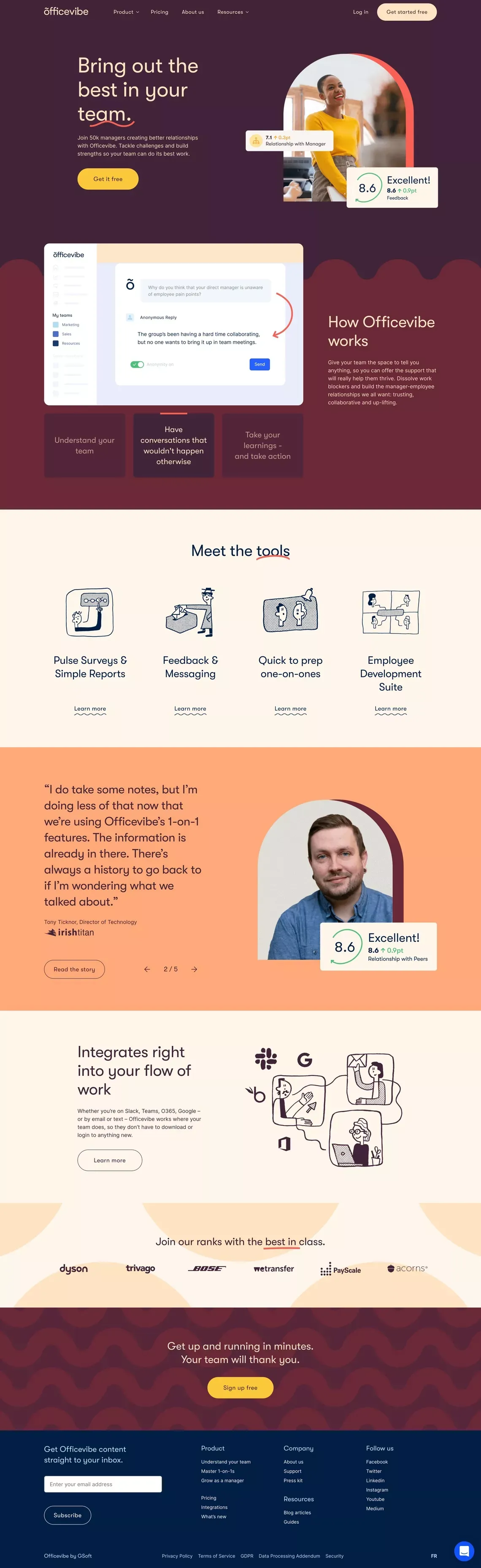 Officevibe | The best teams run on trust - Landing design