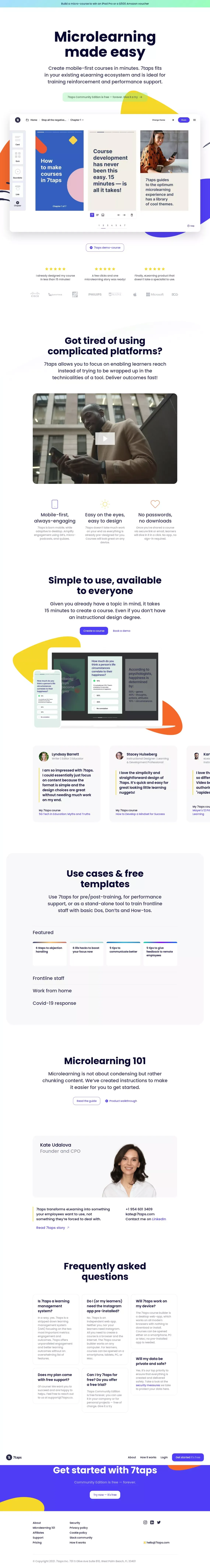 7taps: Microlearning-based LMS and Authoring Tool - Landing design