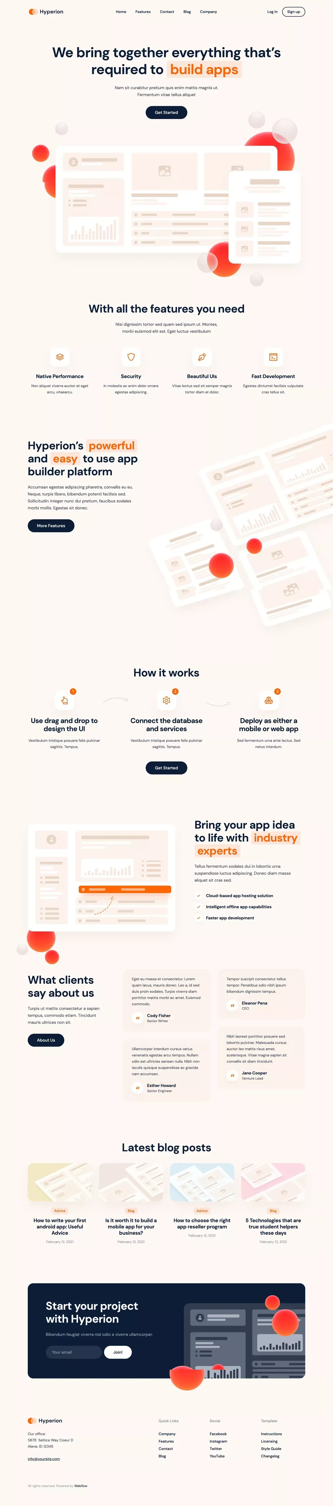 Hyperion - Startup Webflow Template - Template design