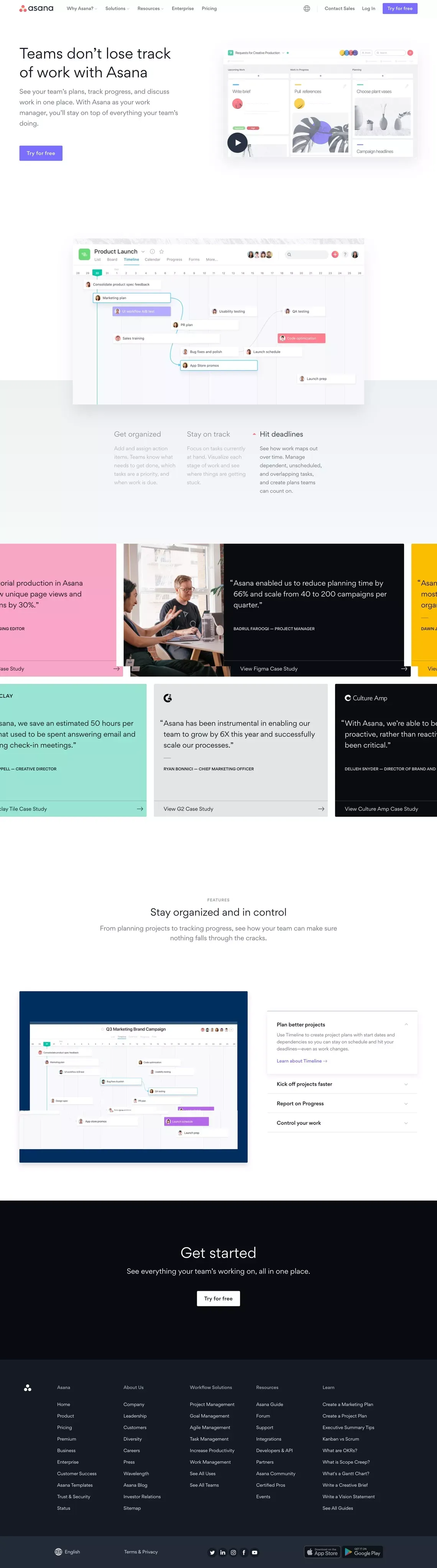 Asana Project Management Software. Teams don’t lose track of work with Asana. • Asana - Landing design
