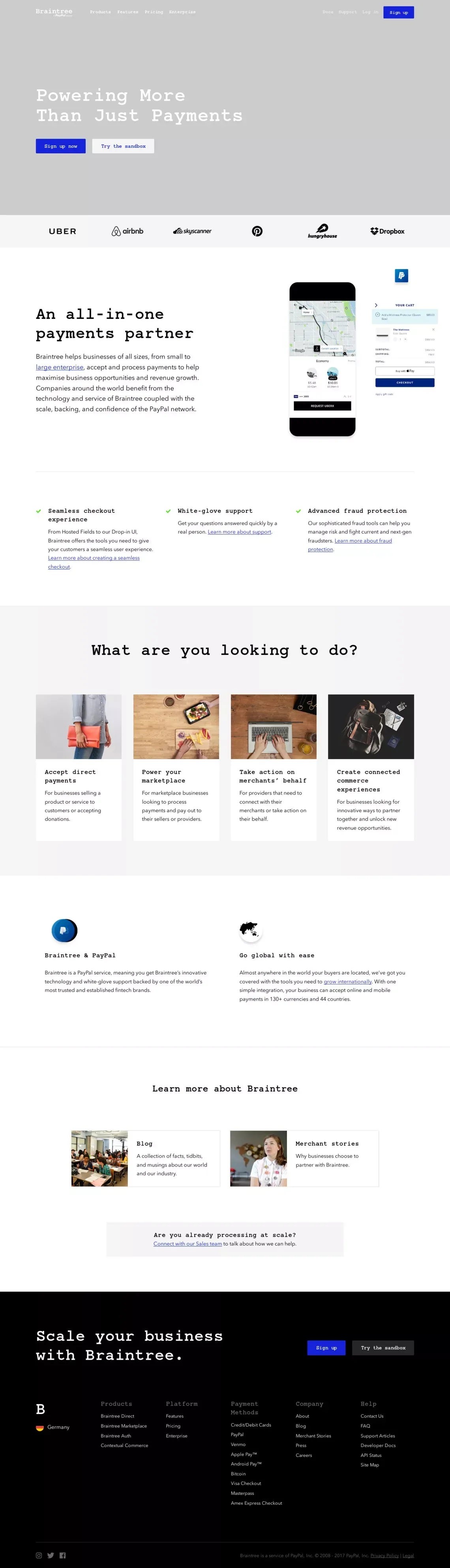 Braintree Payments - website design