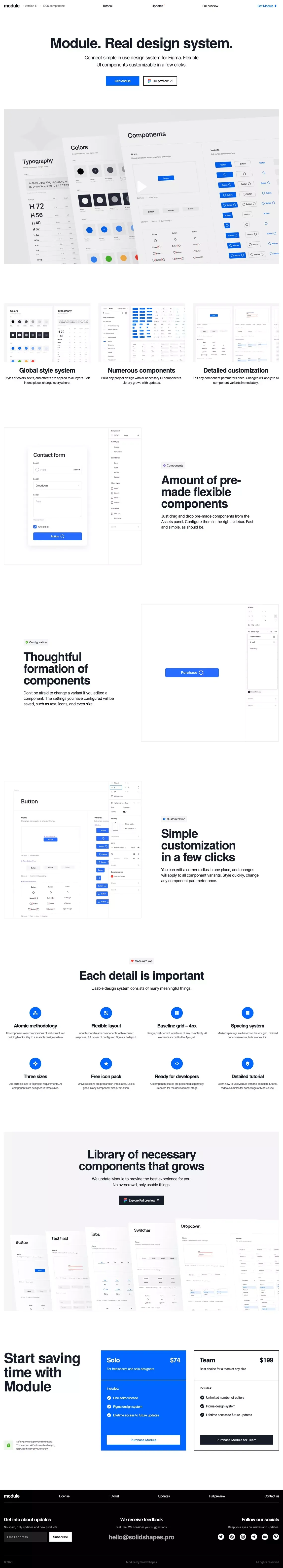 Design system for Figma - Module. UI Kit - Landing design