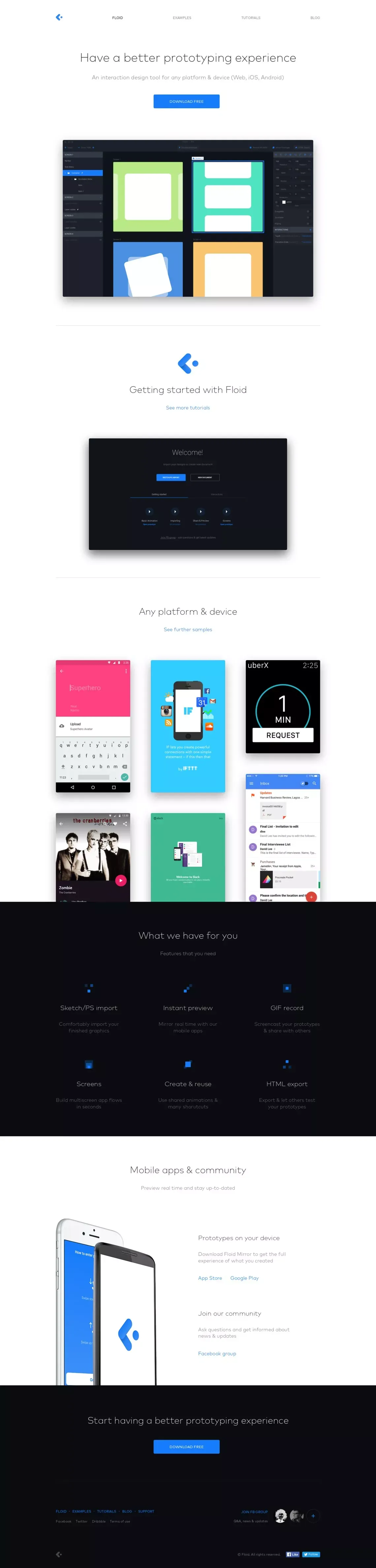 Floid - An interaction design tool - Landing design
