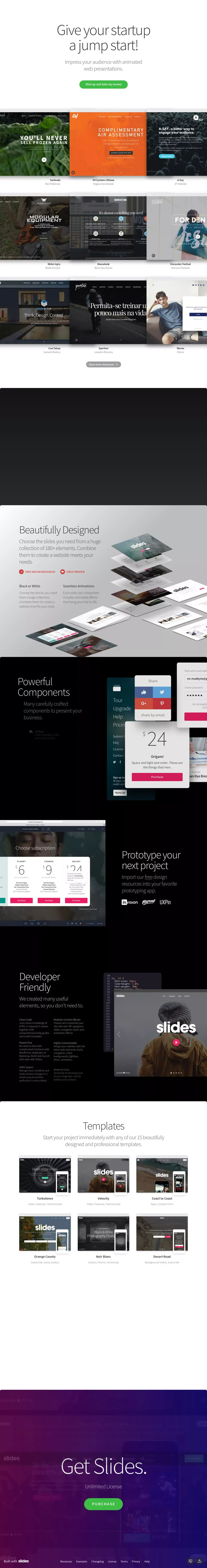 Slides 3 Framework & App: Create Beautiful Websites - Designmodo - Landing design
