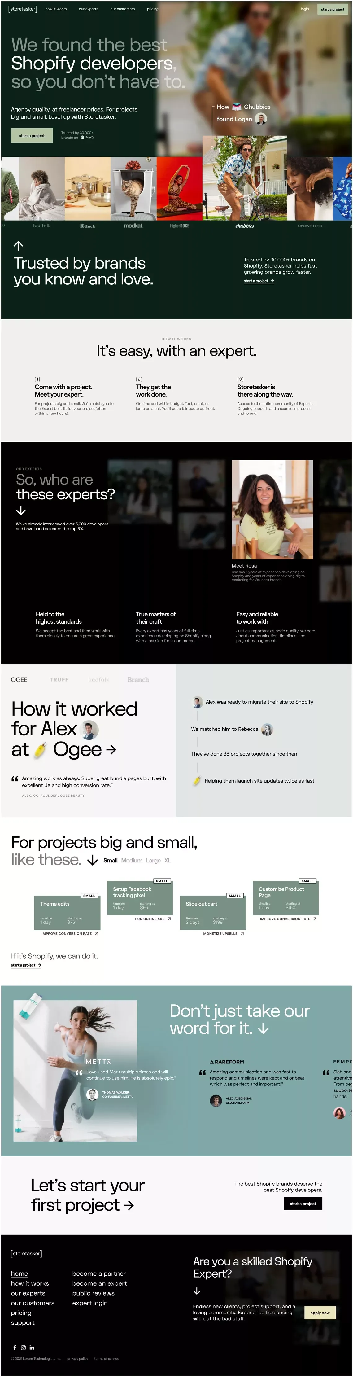 Storetasker: Connect With The Best Shopify Experts - Landing design