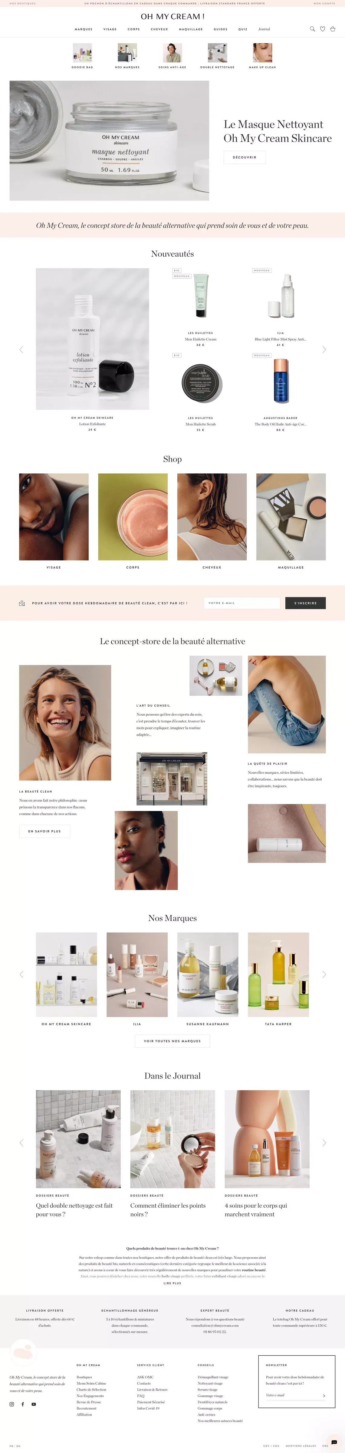 Oh My Cream - L'eshop de la Beauté Clean - Ecommerce design