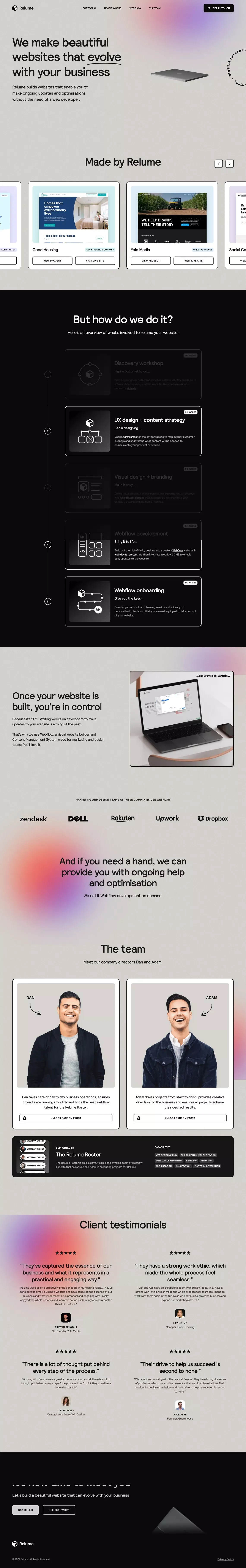 Relume: We Make Beautiful Websites That Evolve - Portfolio design