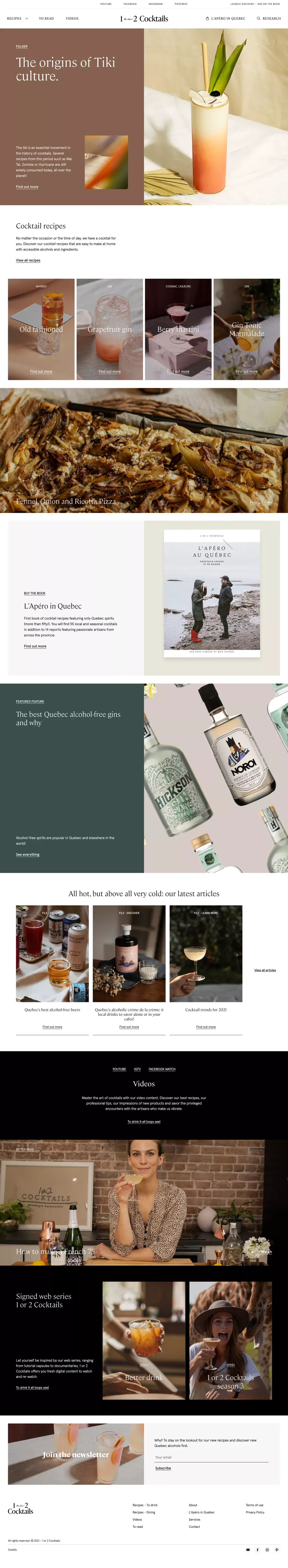 1 ou 2 Cocktails - Apéro et Cocktails - Blog design