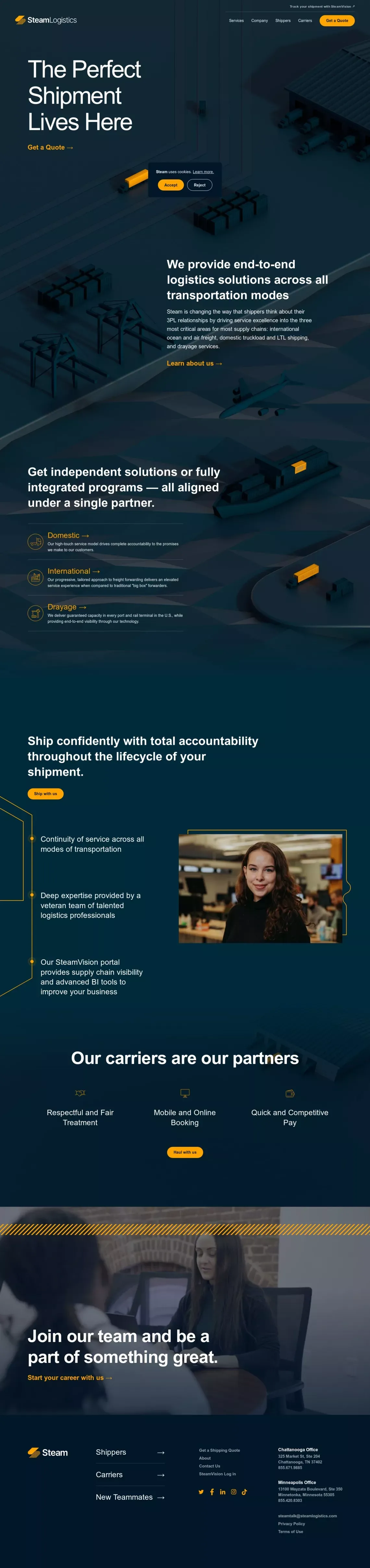 Steam Logistics - website design