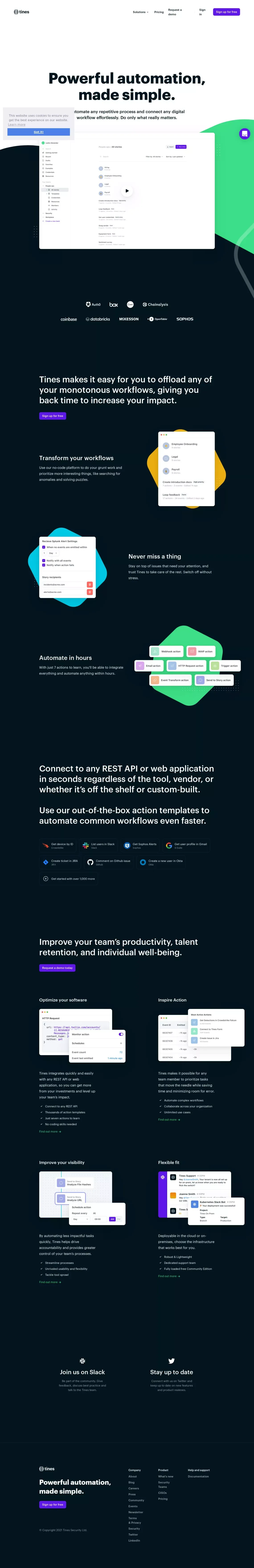 Tines: Automate any repetitive process - website design
