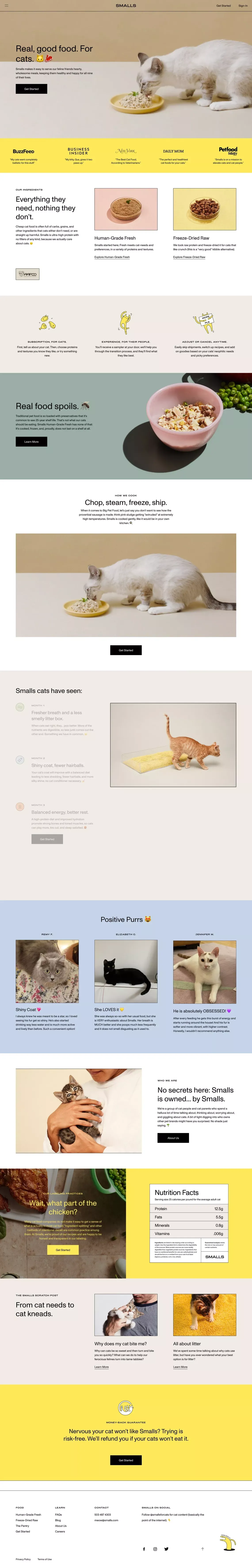 Smalls: Real Food for Cats - Ecommerce design