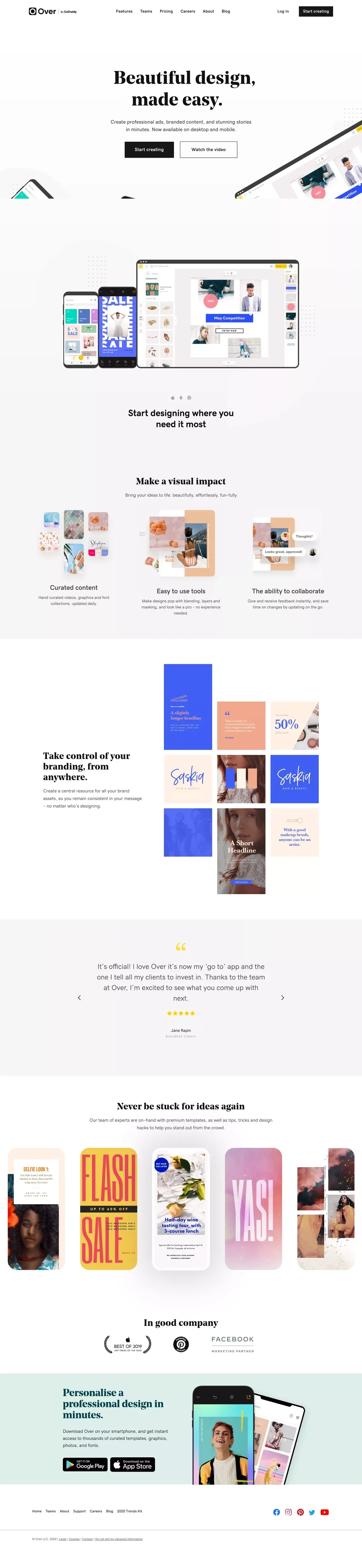 Over | The power to stand out in the palm of your hands. - Landing design