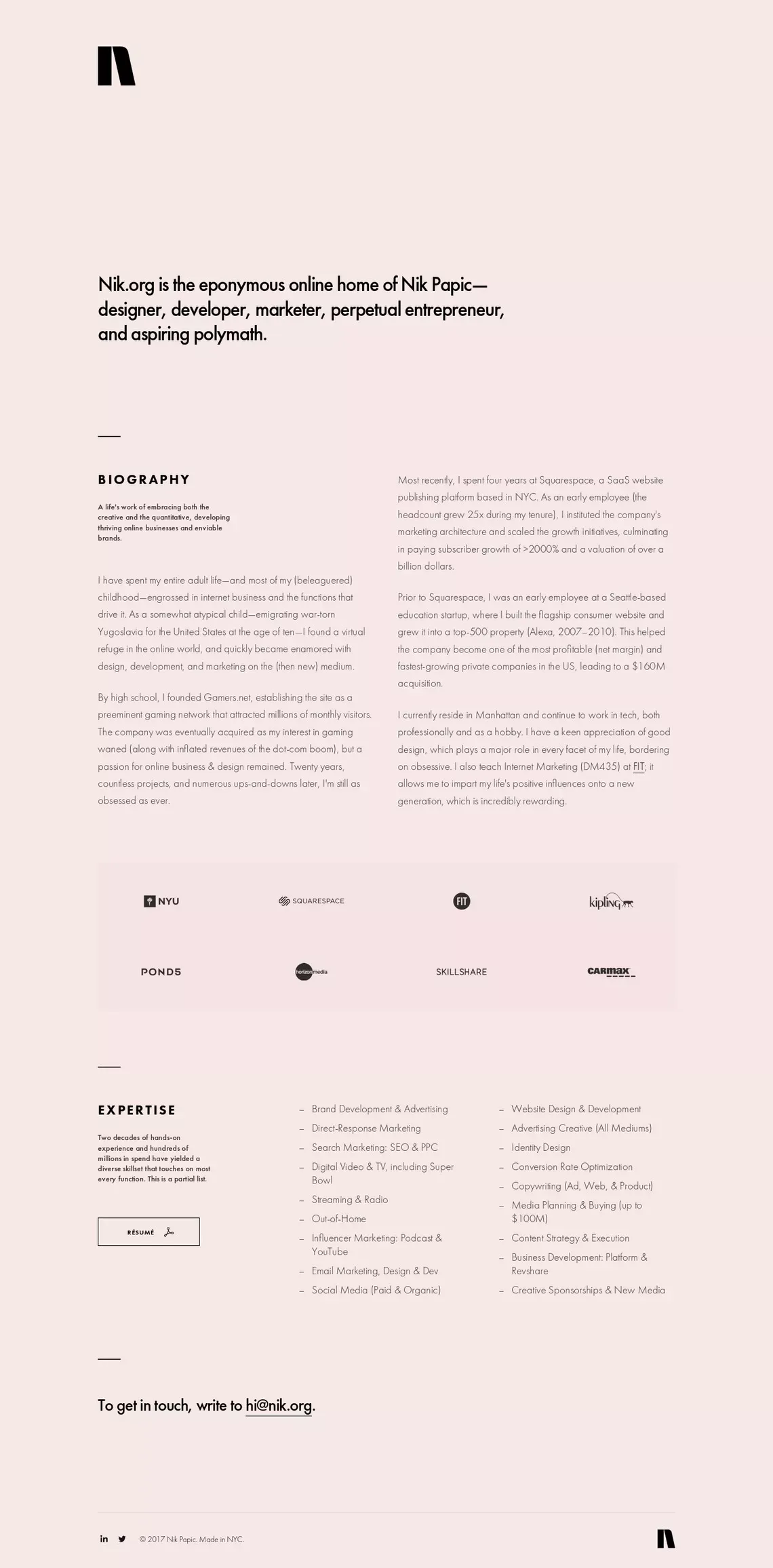 Nik Papic | Design, Marketing, & Tech @ Nik.org - Portfolio design