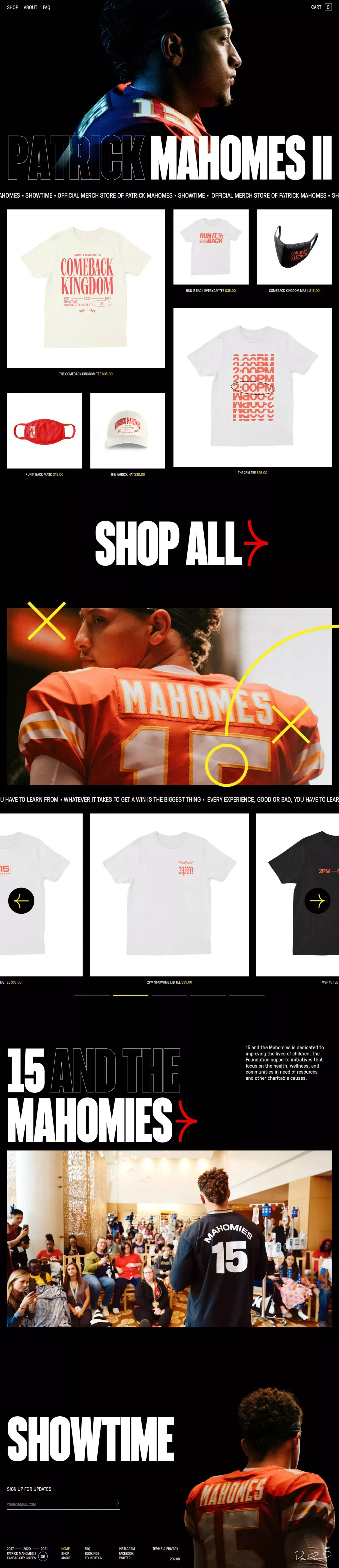 Patrick Mahomes Store - Ecommerce design