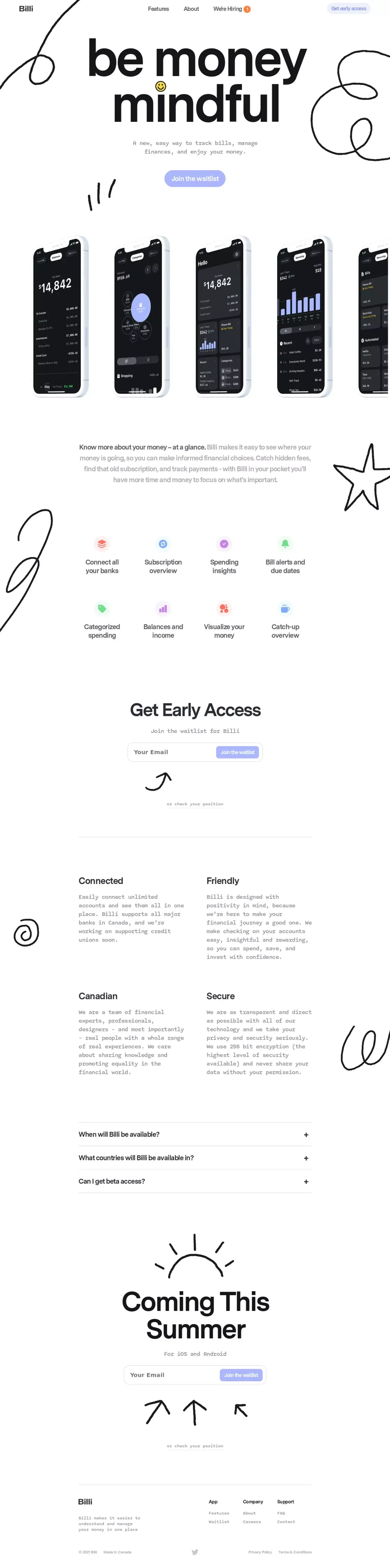 Billi – Be money mindful - Landing design