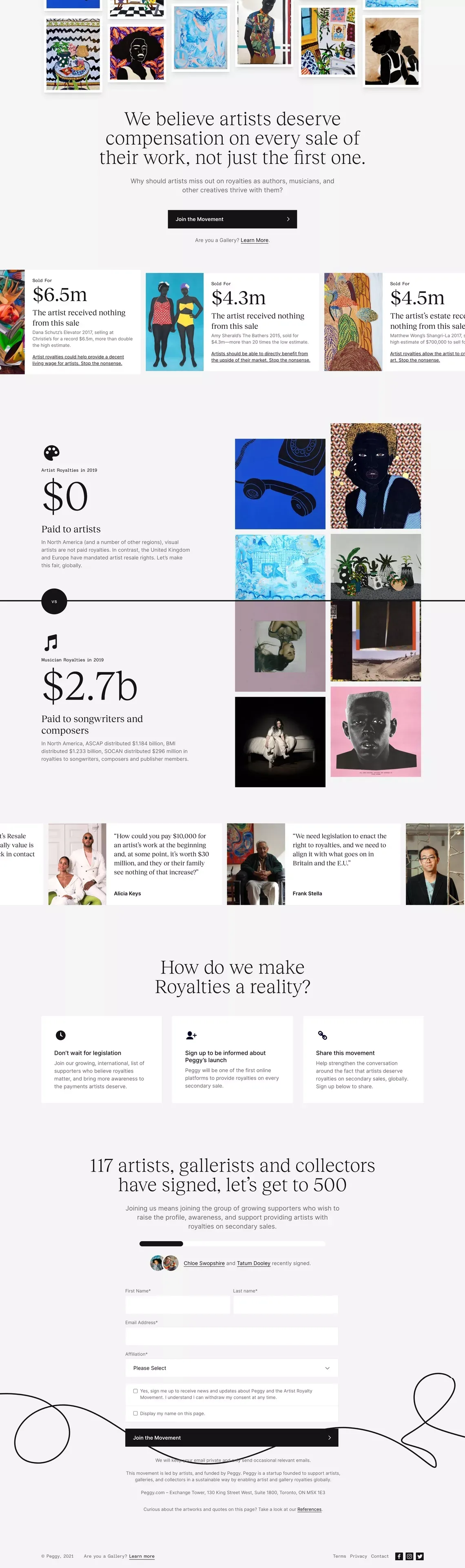 Artist Royalty Movement - Landing design