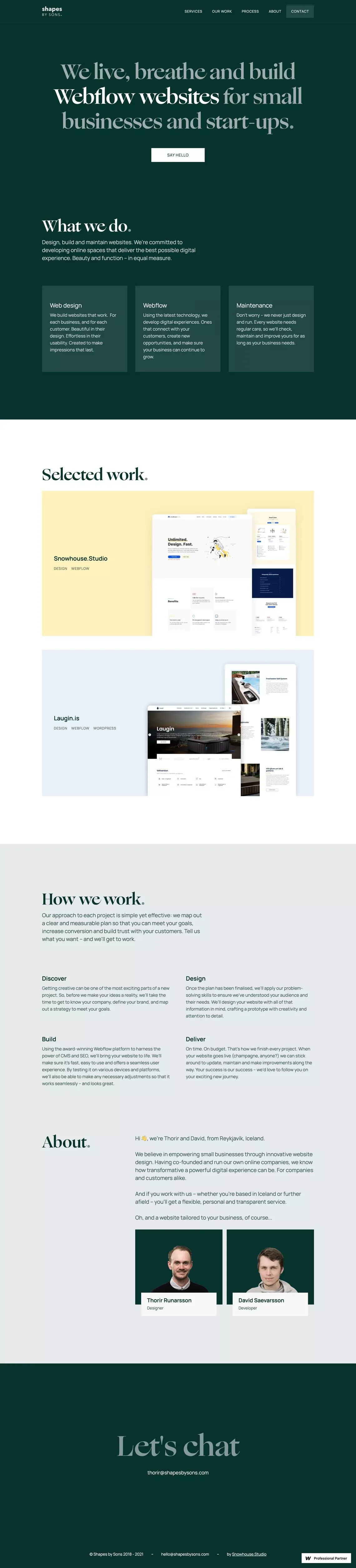 ShapesBySons |  We Create Webflow Websites | Web Design & Development in Reykjavik Iceland - Portfolio design
