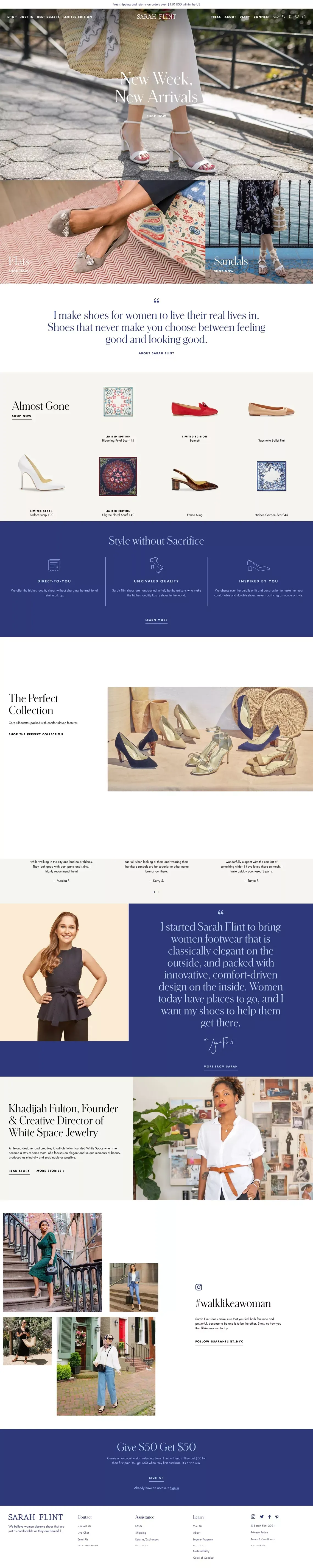 Sarah Flint | Handcrafted Designer Shoes - Ecommerce design