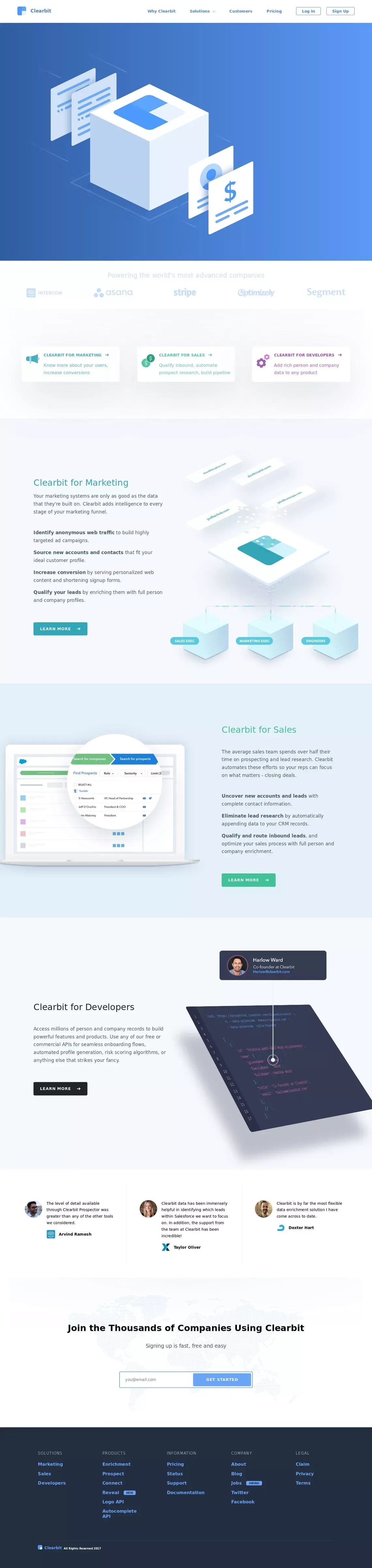 Clearbit - Landing design