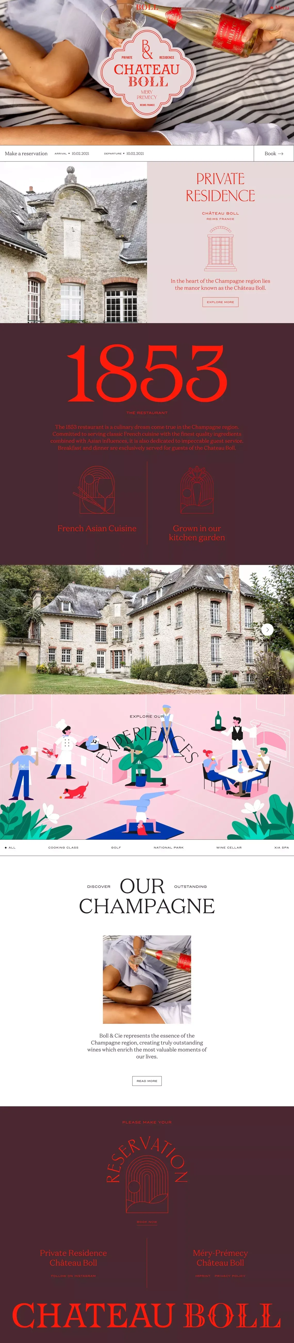 Château Boll • Boutique luxury hotel in the french Champagne area - Landing design