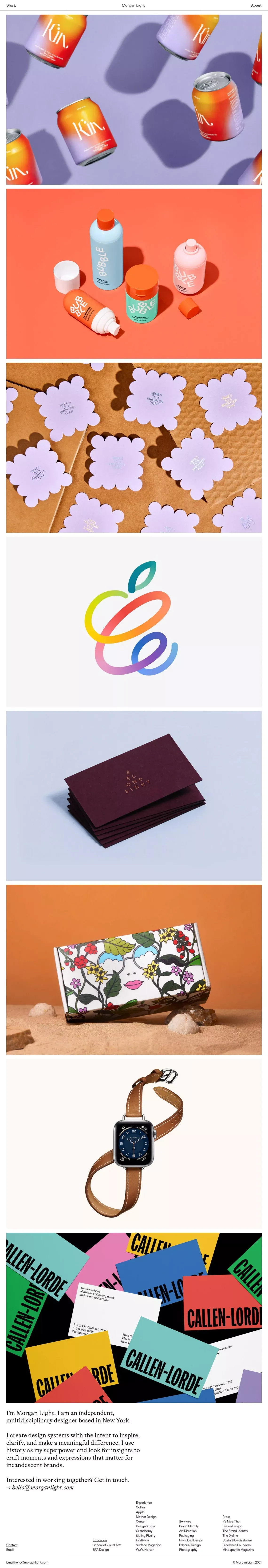 Morgan Light - Portfolio design