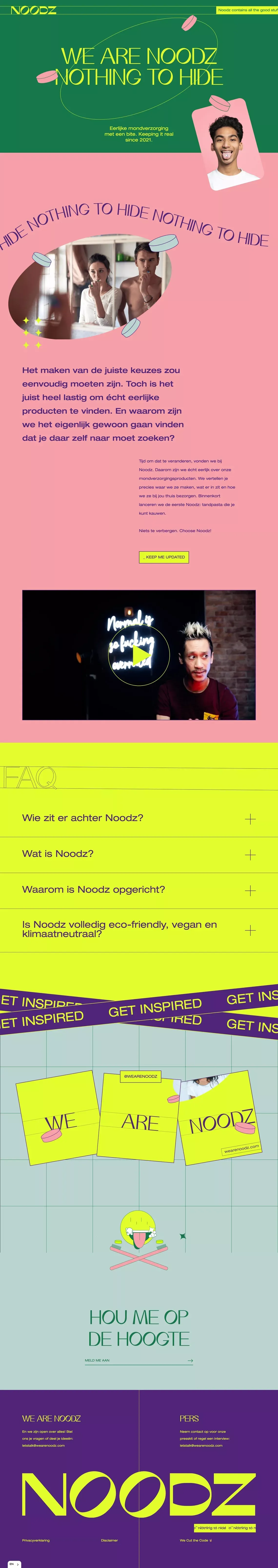 Noodz → Nothing to hide - Landing design