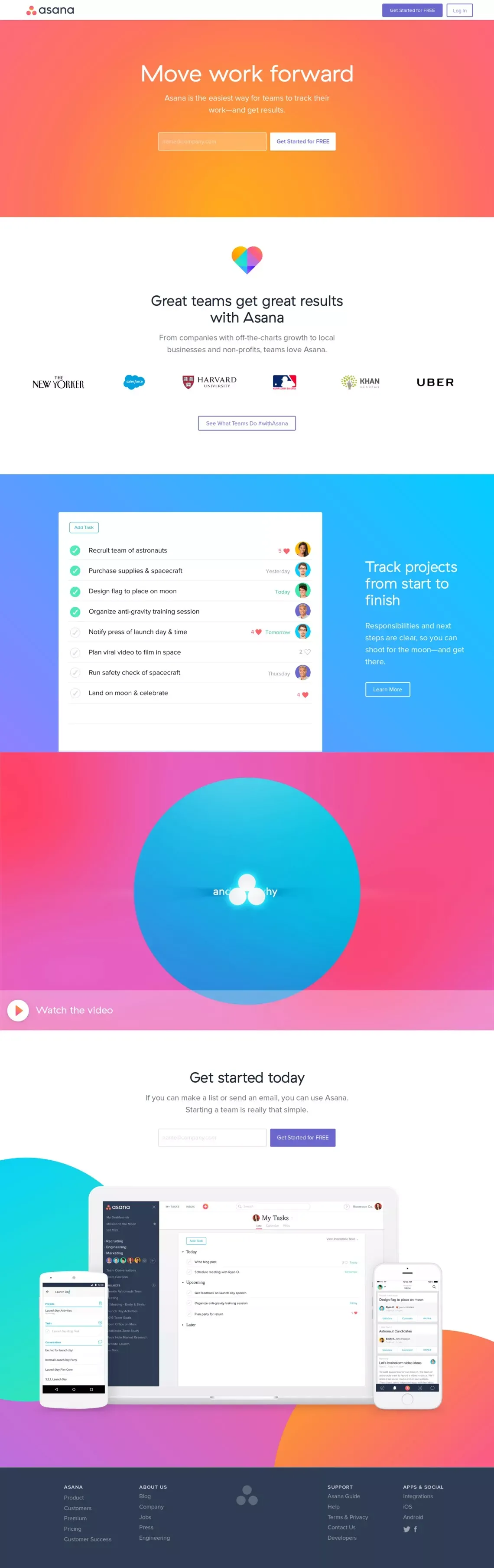 Asana | Move work forward - Landing design