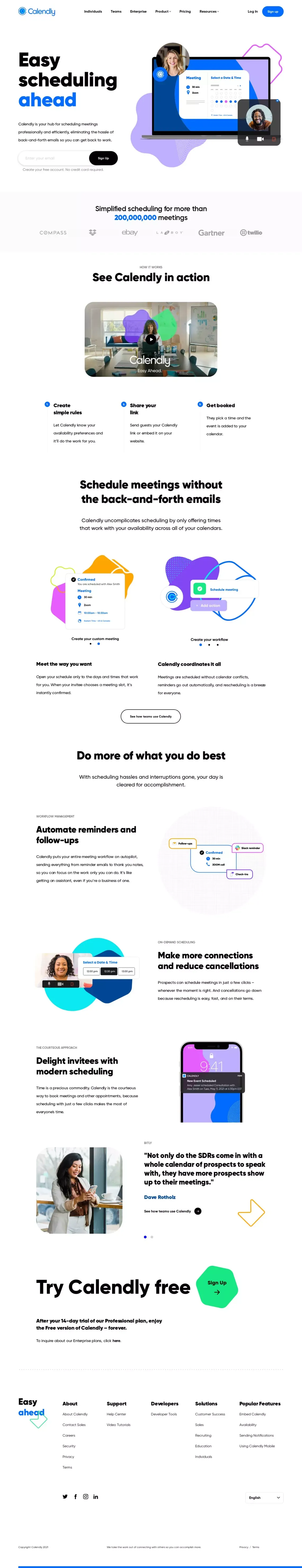 Free Online Appointment Scheduling Software - Calendly - Landing design