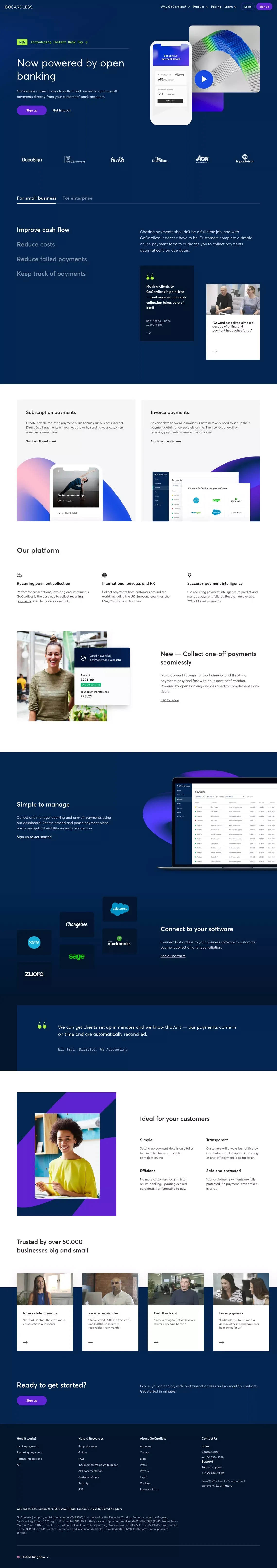 Made for recurring payments | GoCardless - Landing design