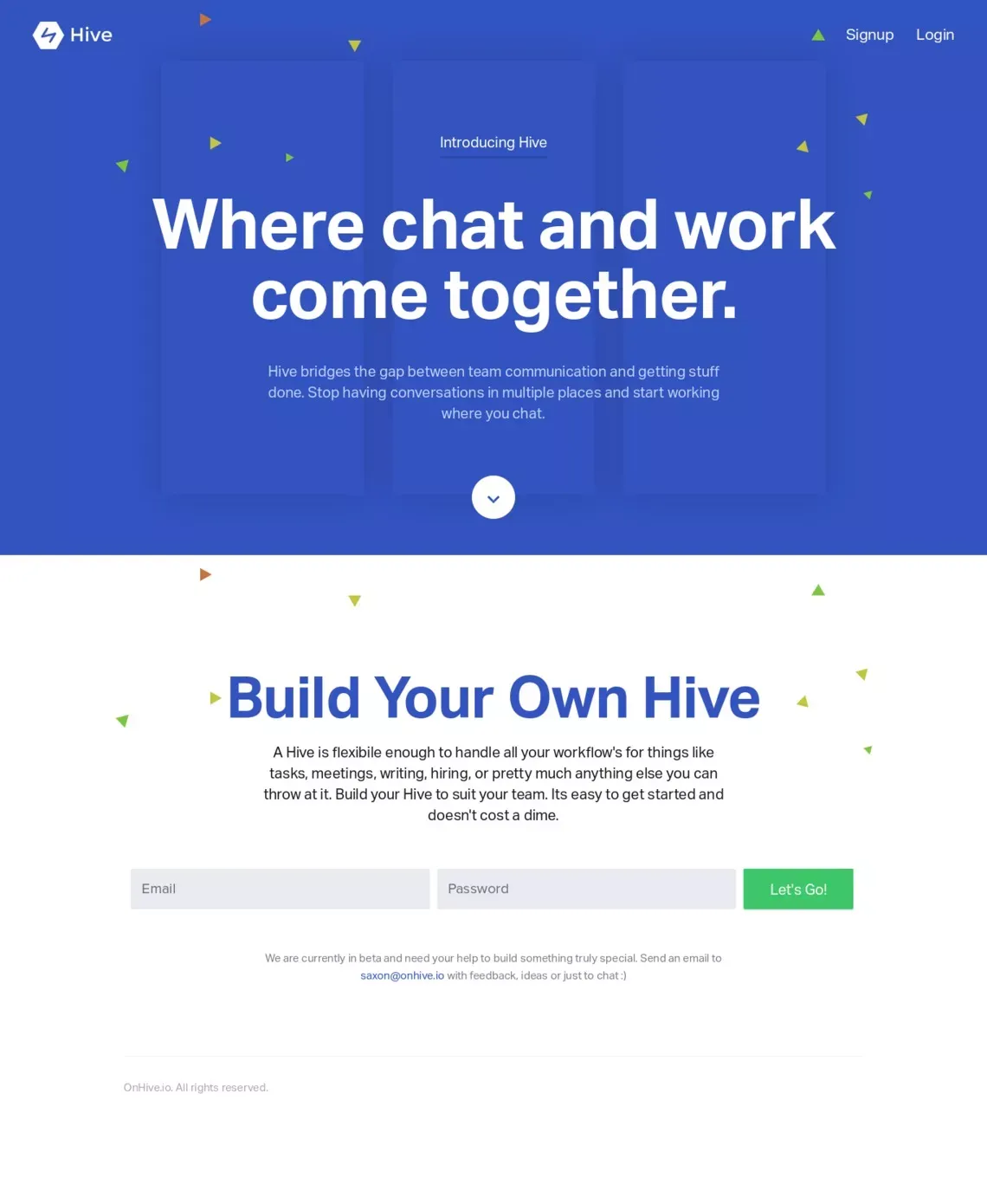 OnHive - Team Collaboration - Landing design