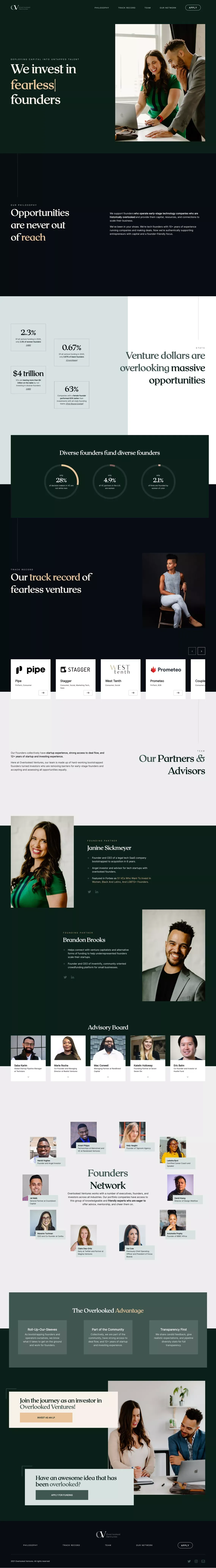 Overlooked Ventures | Pre-Seed Fund for Overlooked Founders - Landing design