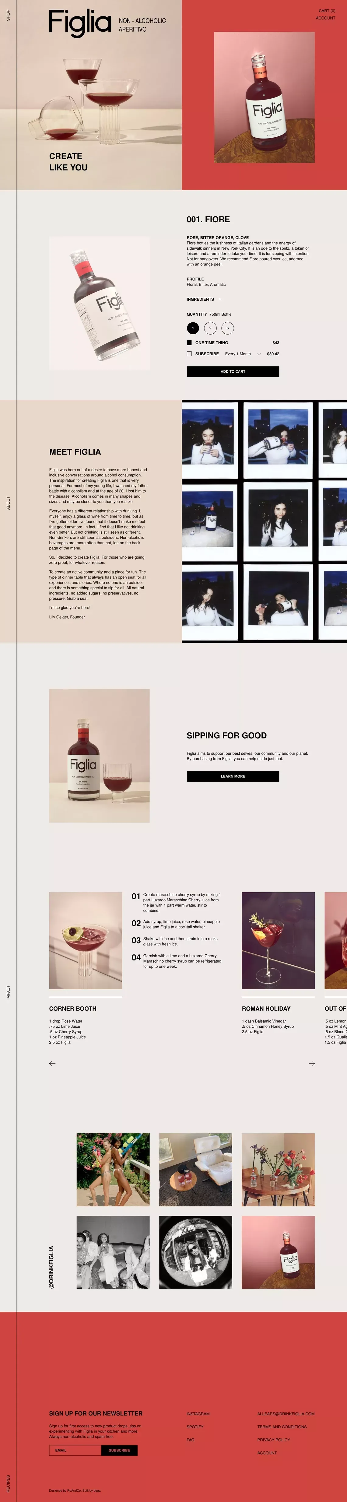 Drink Figlia: For Moments You Want To Remember - Ecommerce design