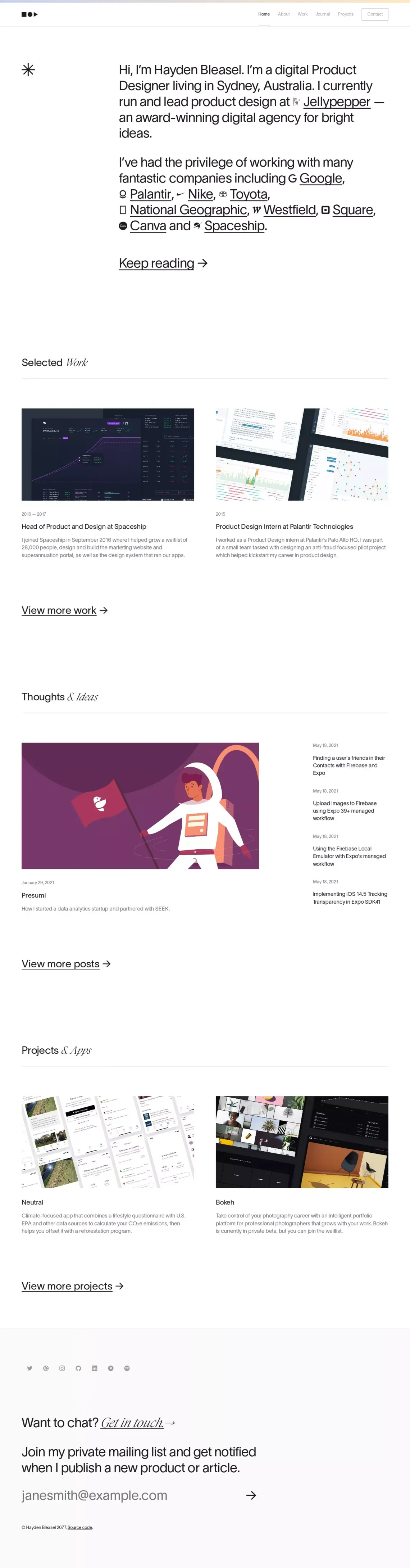 Digital Product Designer from Sydney, Australia | Hayden Bleasel - Portfolio design