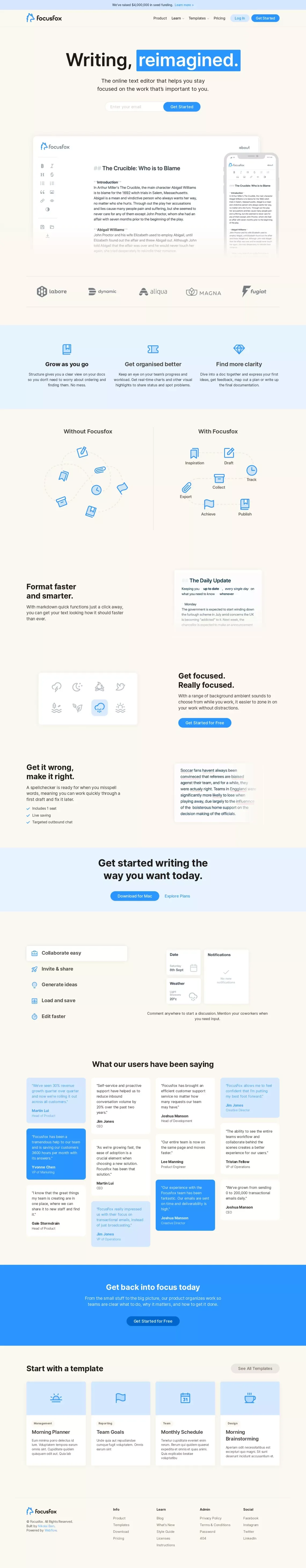 FocusFox - SaaS App Webflow Template - Template design