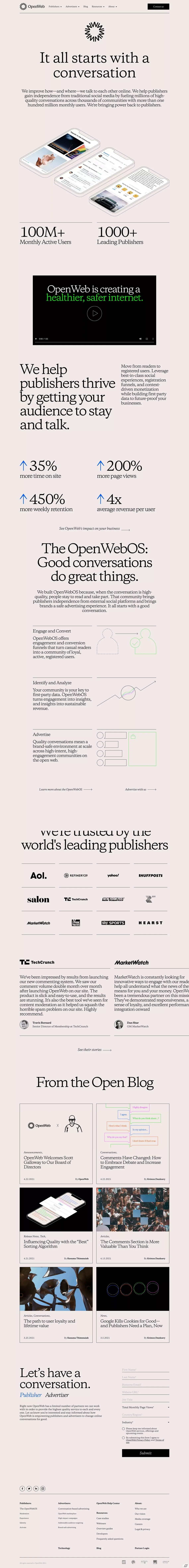 Build Your Community with Quality Conversations | OpenWeb - Landing design
