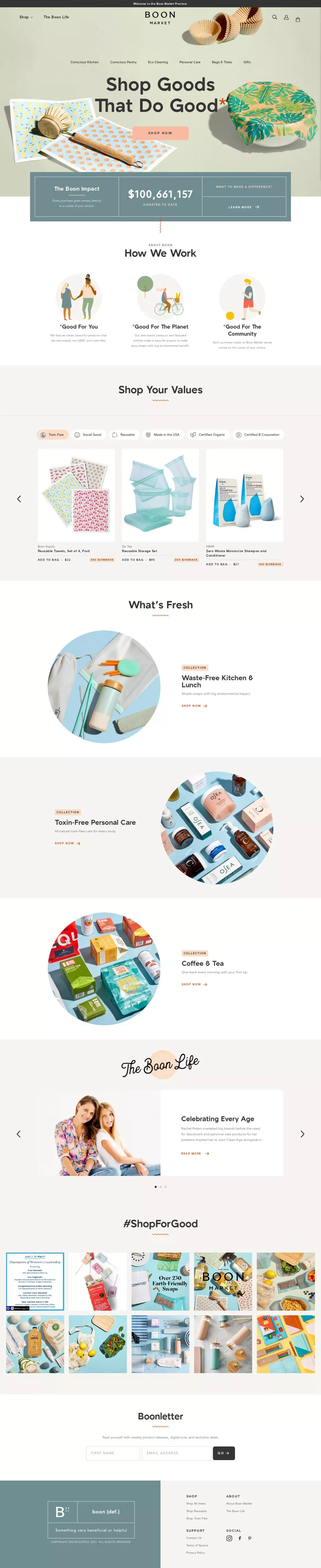 Shop Goods That Do Good | Boon Market - Ecommerce design