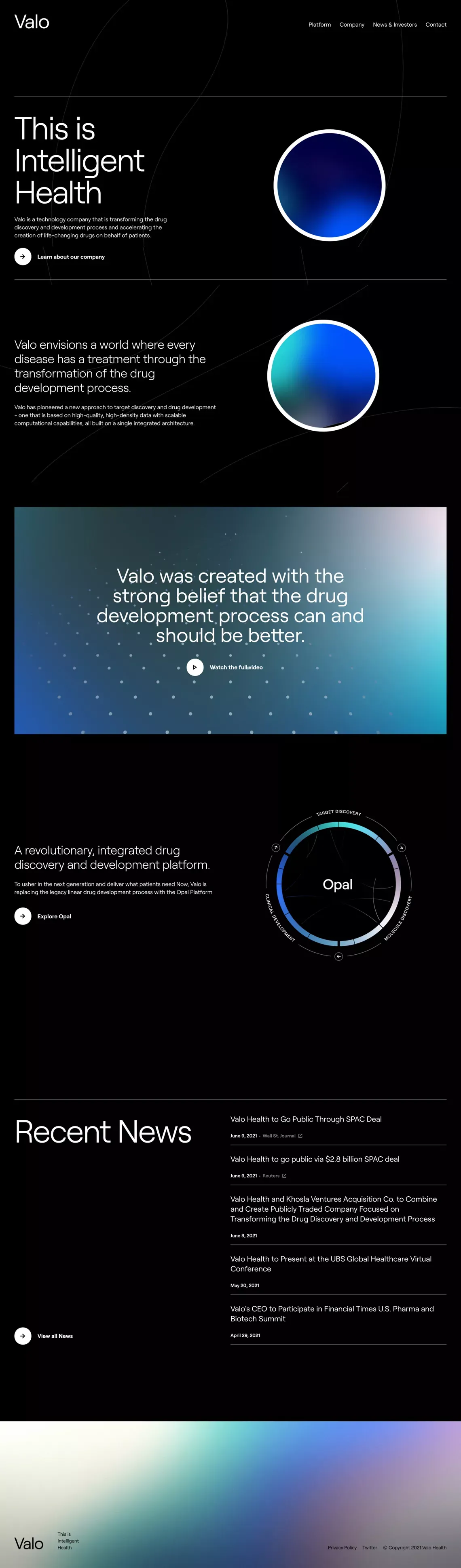 Valo | This is Intelligent Health - Landing design