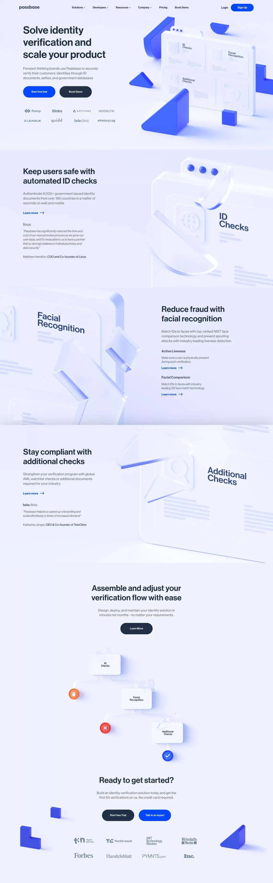 Identity verification: Passbase is a KYC and ID verification solution - Landing design