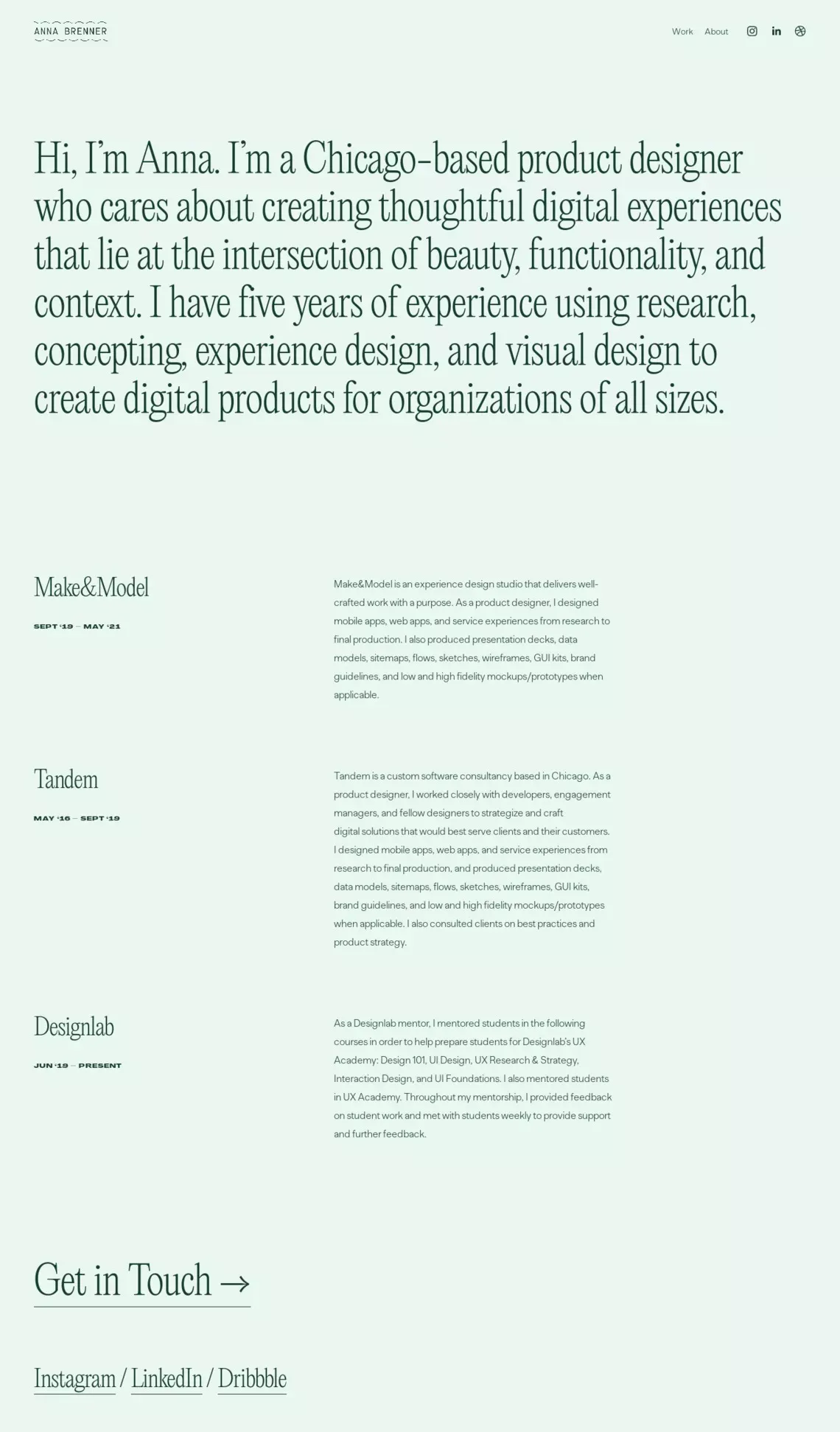 Anna Brenner - Portfolio design
