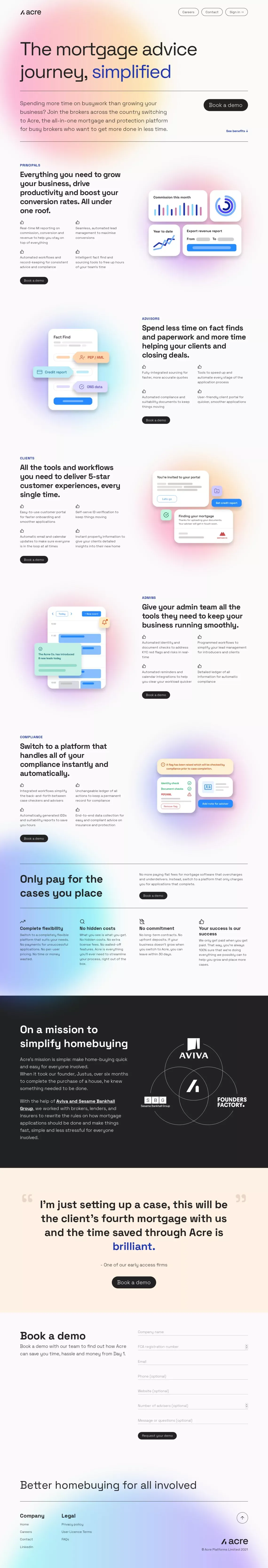 Acre: The All-In-One Mortgage and Protection Platform - Landing design