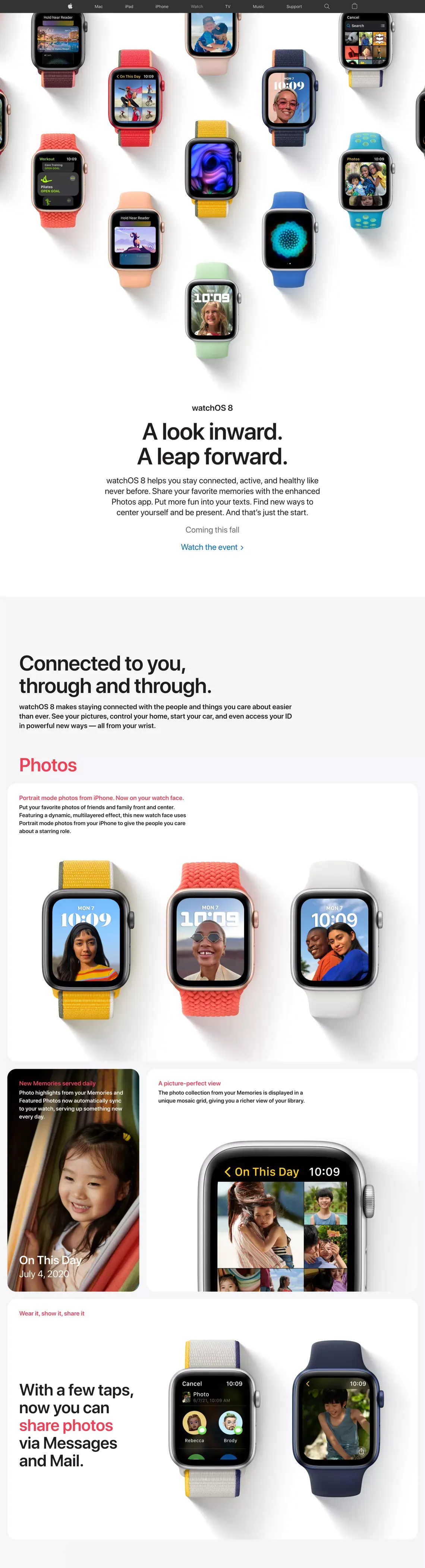 watchOS 8 Preview - Apple - Landing design
