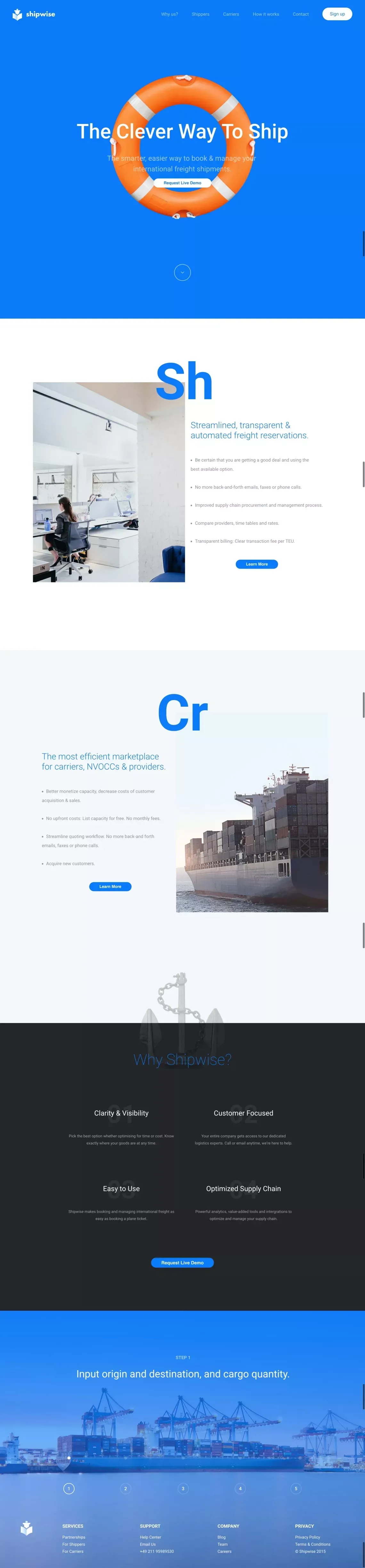 Shipwise · Streamlined Internation Freight and Supply Chain Solution - Landing design