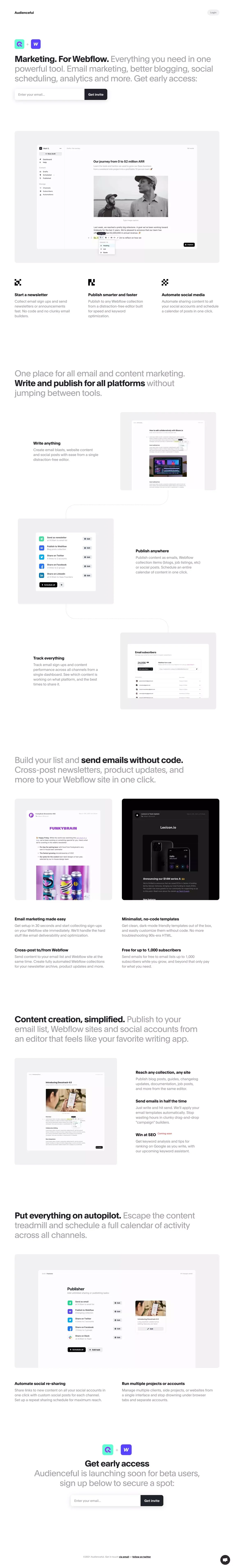 Audienceful: The marketing toolkit for Webflow - Landing design