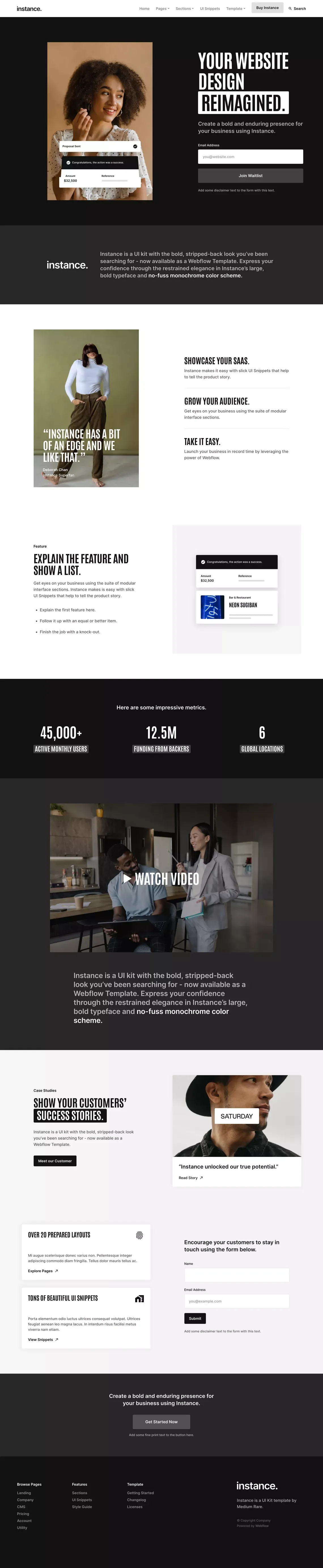 Instance - Webflow HTML Website Template - Template design