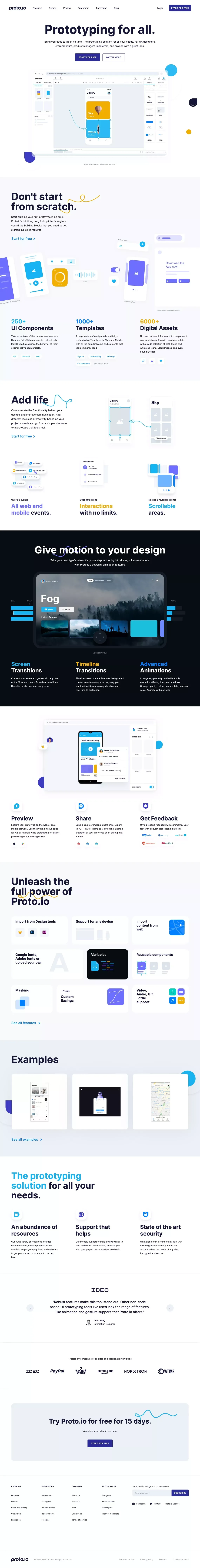 Proto.io - Prototyping for all - Landing design