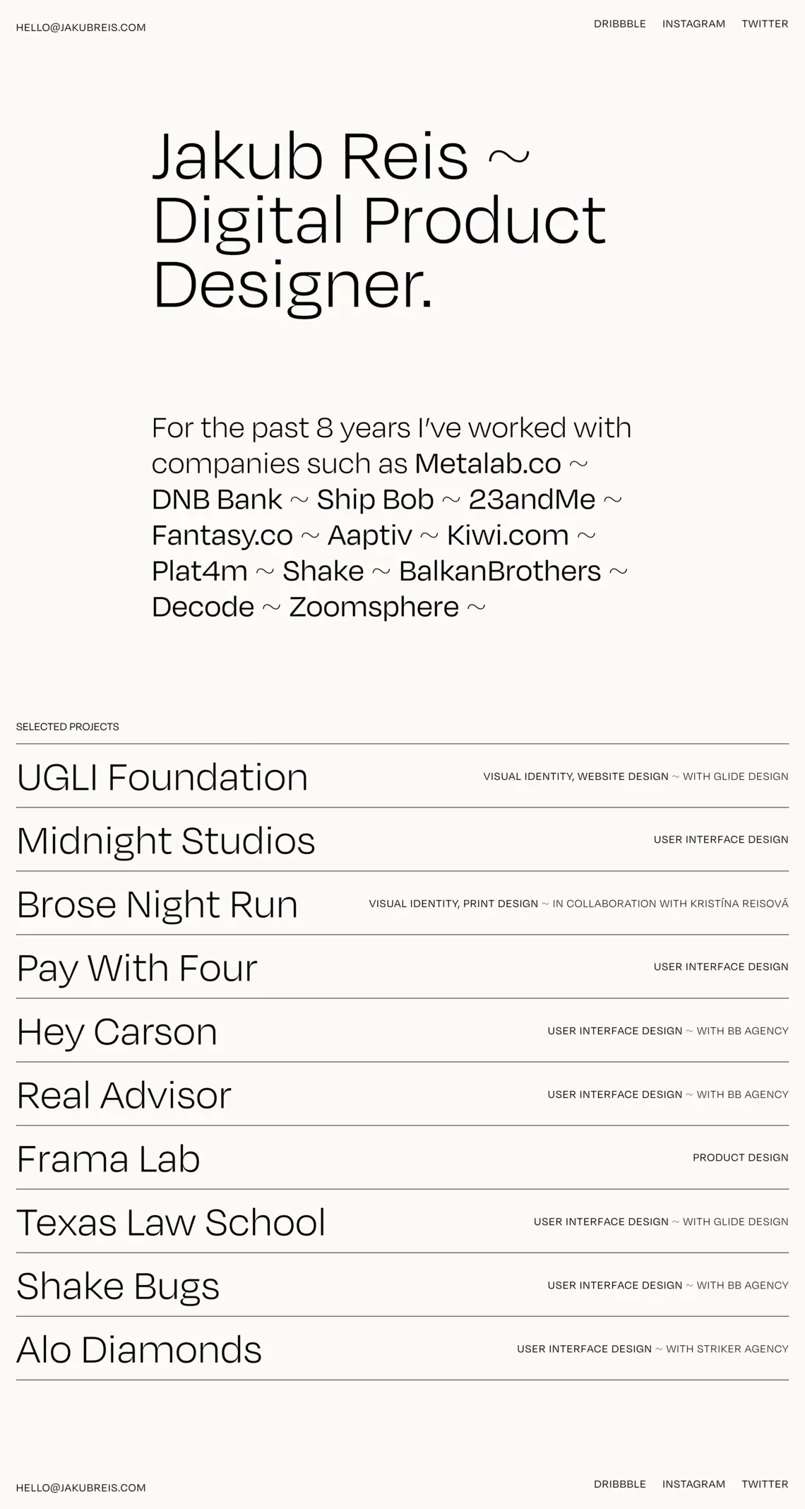 Jakub Reis — Digital Product Designer - Portfolio design