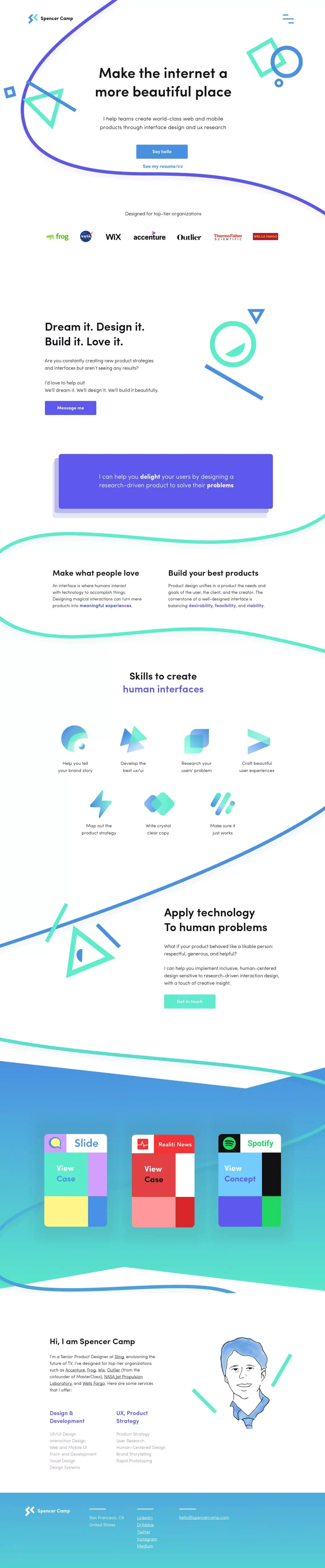 Spencer Camp Portfolio | Sr Product Designer - Landing design